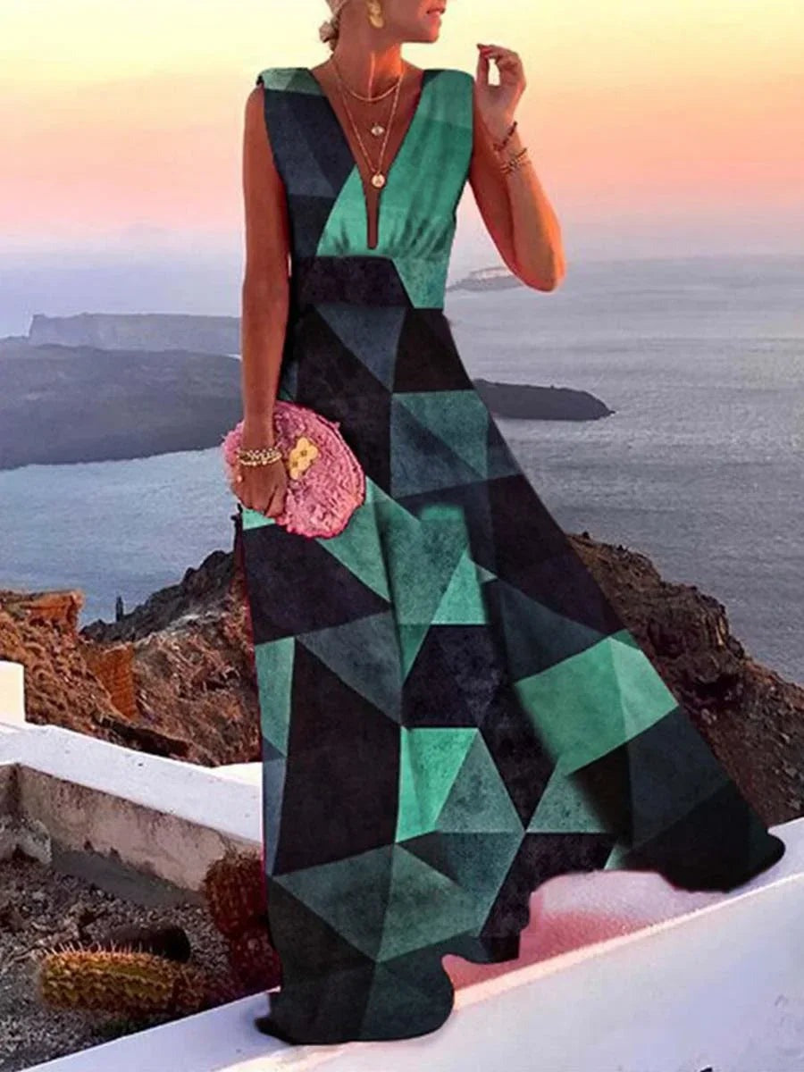 Vanessa - Women's long backless dress with flared V-neck - photo 3