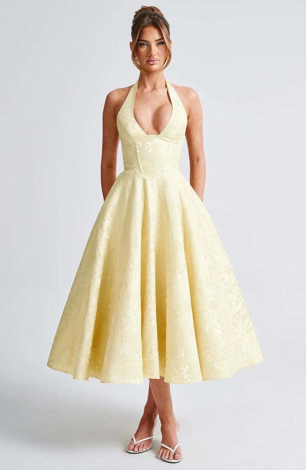 Blair - Women's midi dress with open back and flared skirt - photo 6