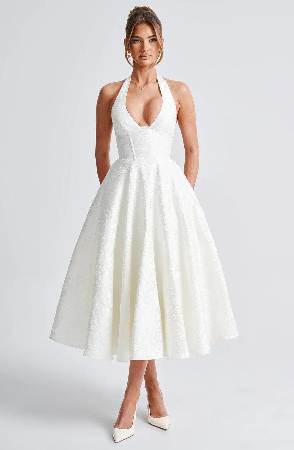 Blair - Women's midi dress with open back and flared skirt - photo 4