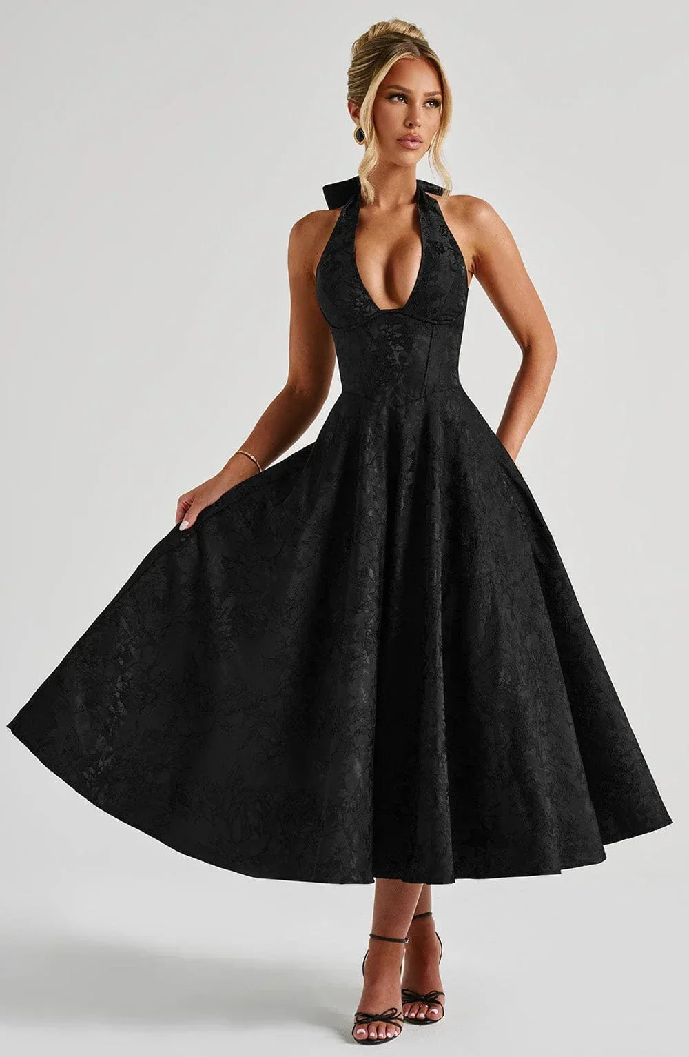 Blair - Women's midi dress with open back and flared skirt - photo 5