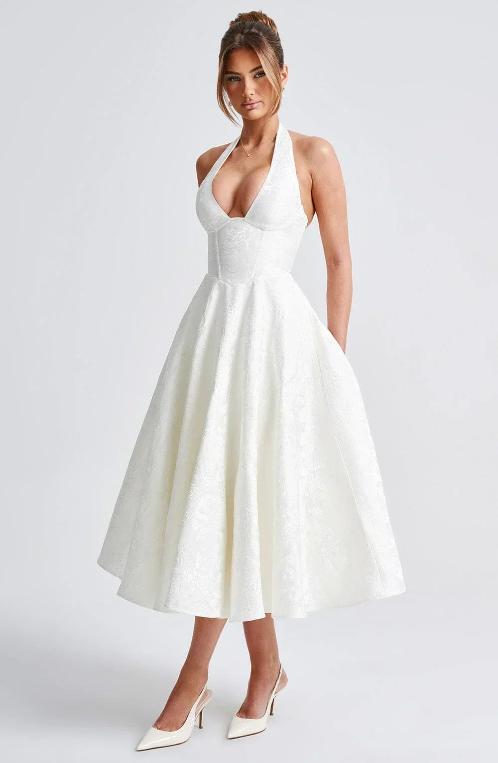 Blair - Women's midi dress with open back and flared skirt - photo 16
