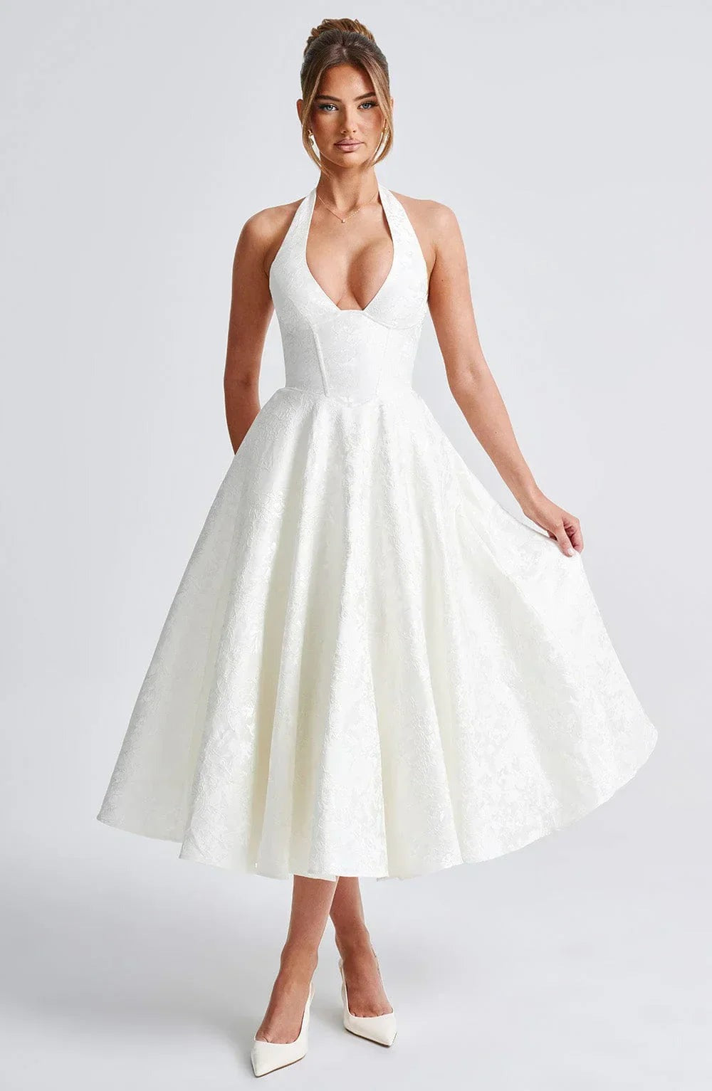 Blair - Women's midi dress with open back and flared skirt - photo 15