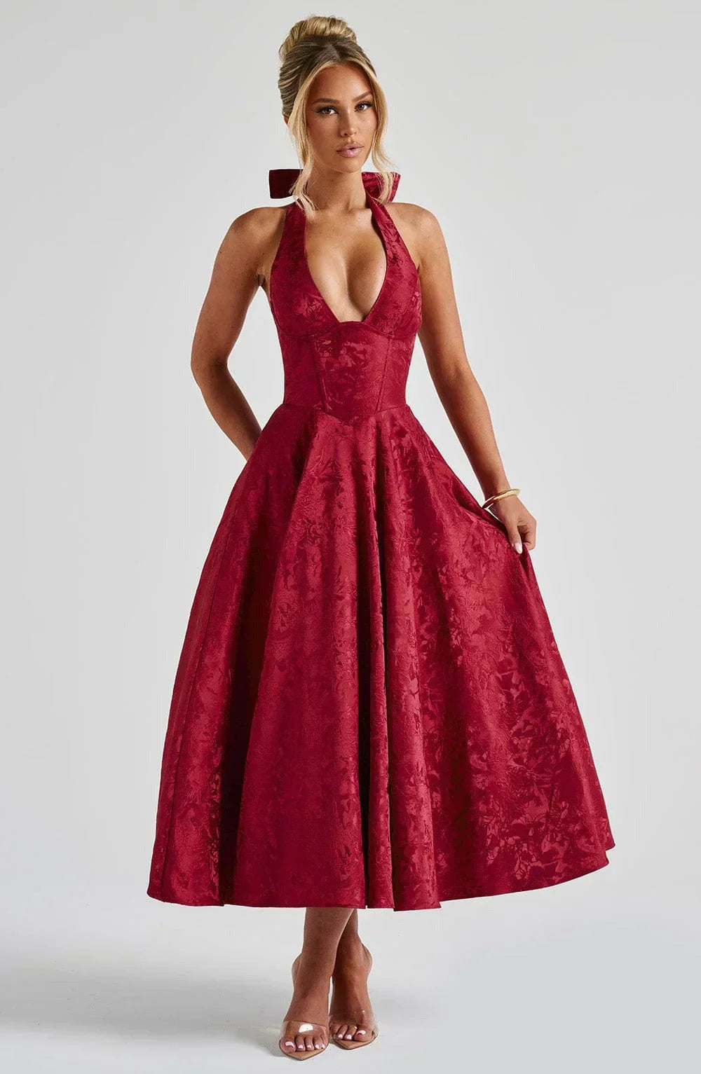 Blair - Women's midi dress with open back and flared skirt - photo 3