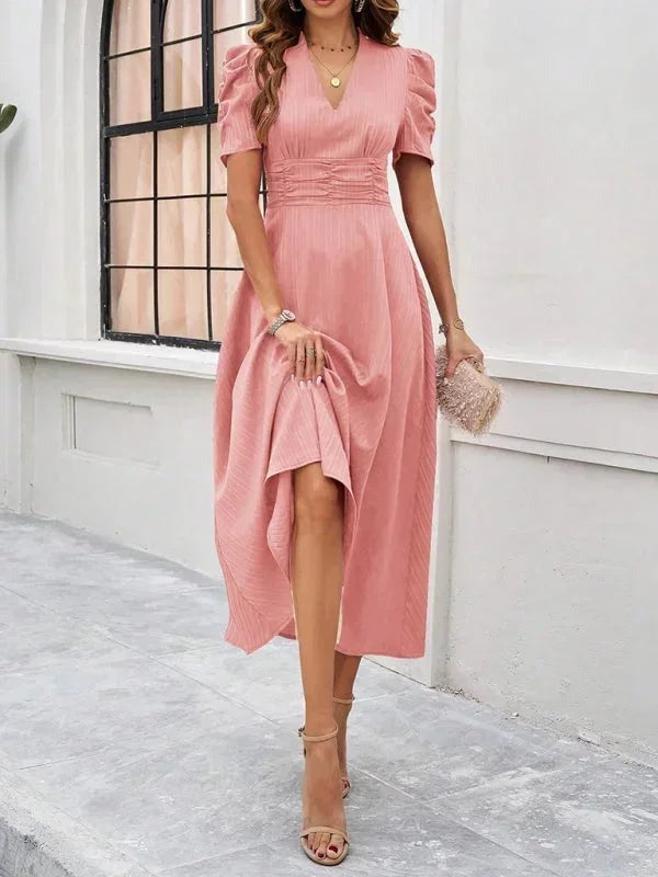 Phoebe - Women's midi dress with V-neck and puff sleeves - photo 19