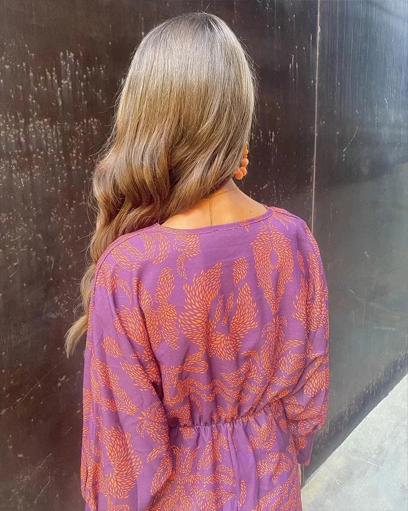 Tessa - Floral print wrap midi dress with long sleeves - photo 12