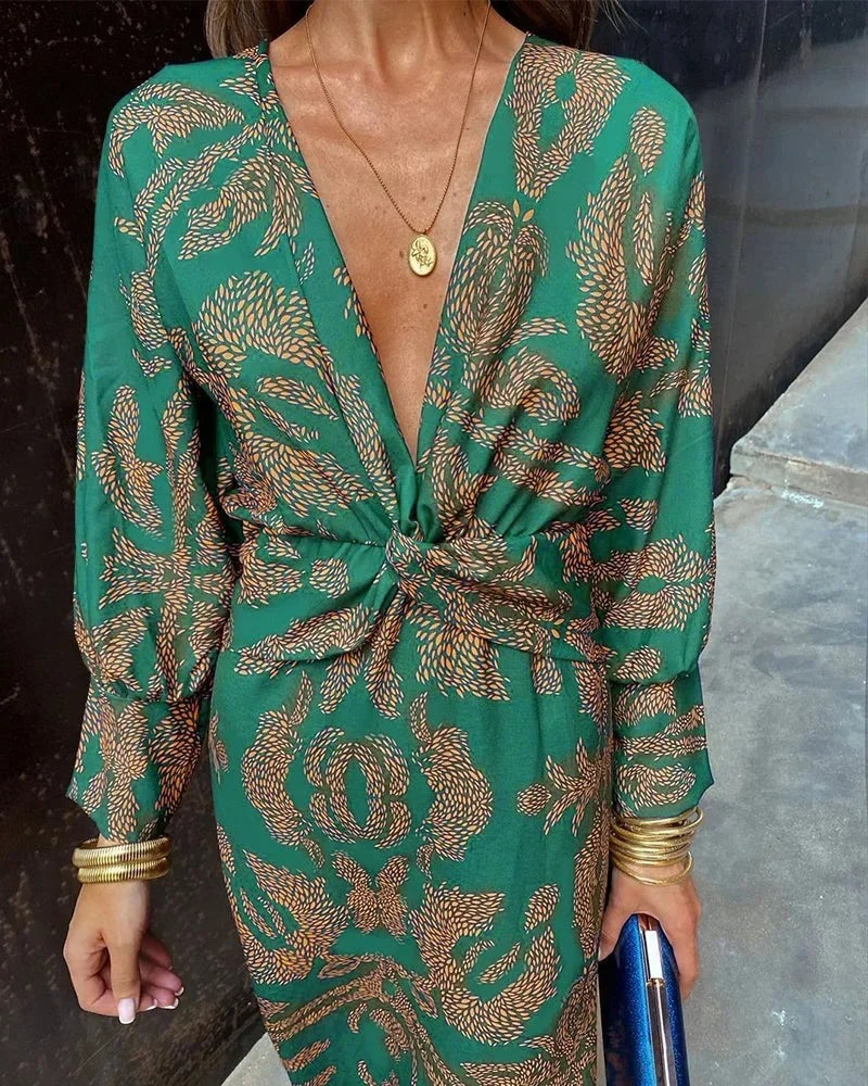 Tessa - Floral print wrap midi dress with long sleeves - photo 8