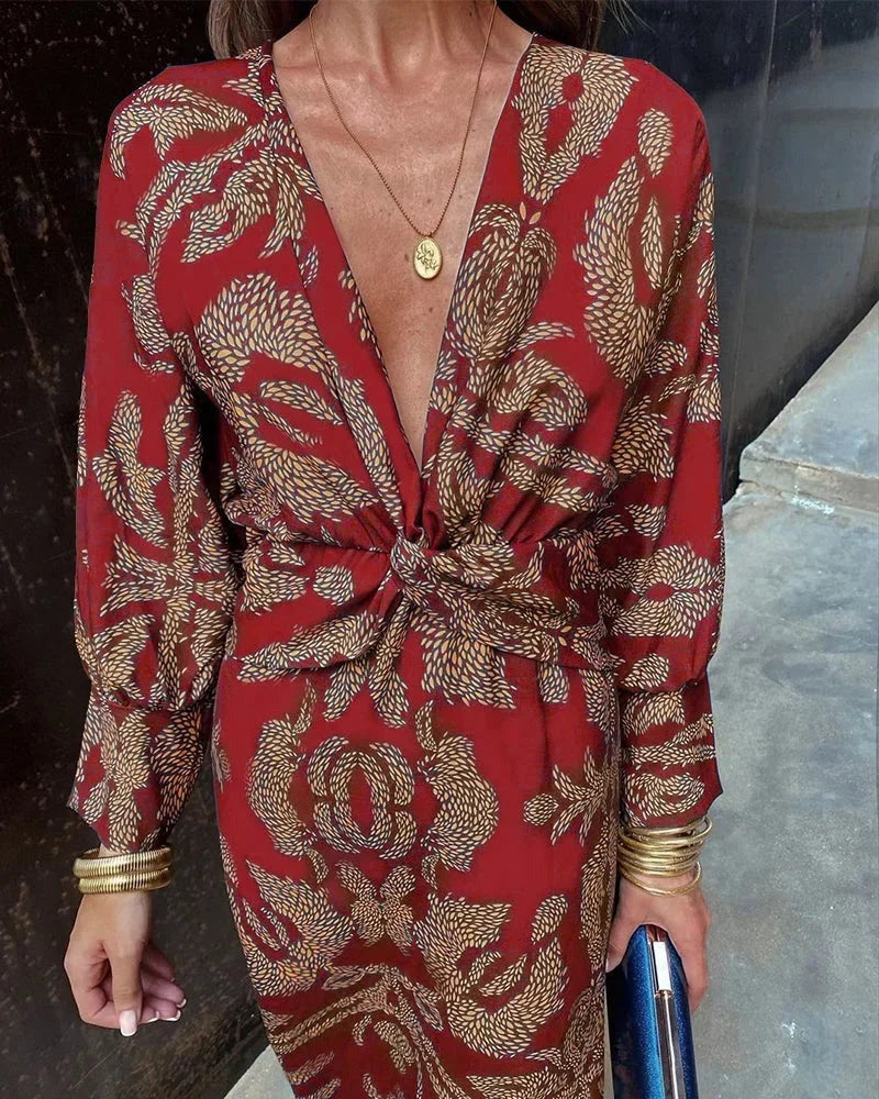Tessa - Floral print wrap midi dress with long sleeves - photo 11