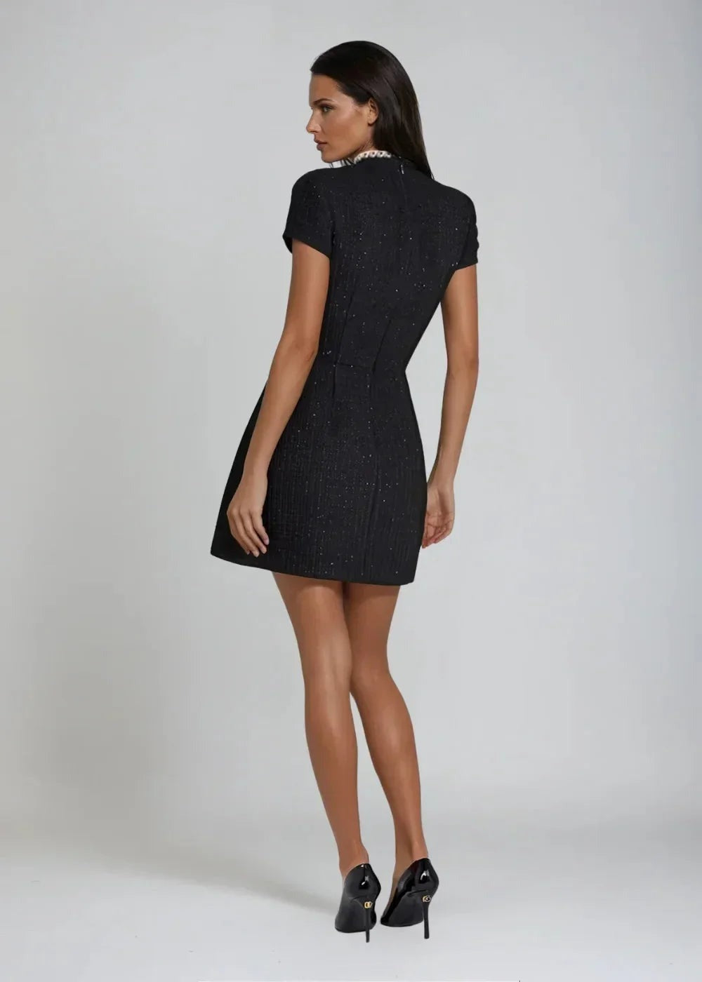 Brielle - Women's short evening dress with high beaded neckline - photo 4