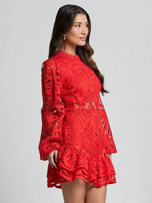 Maeve - Elegant short lace dress for women with long sleeves for evening - photo 8