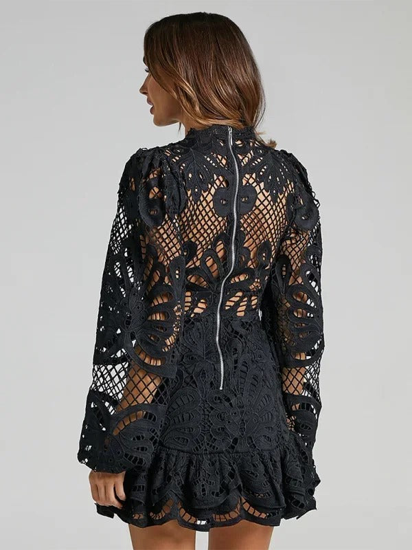 Maeve - Elegant short lace dress for women with long sleeves for evening - photo 17