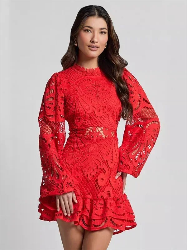 Maeve - Elegant short lace dress for women with long sleeves for evening - photo 1