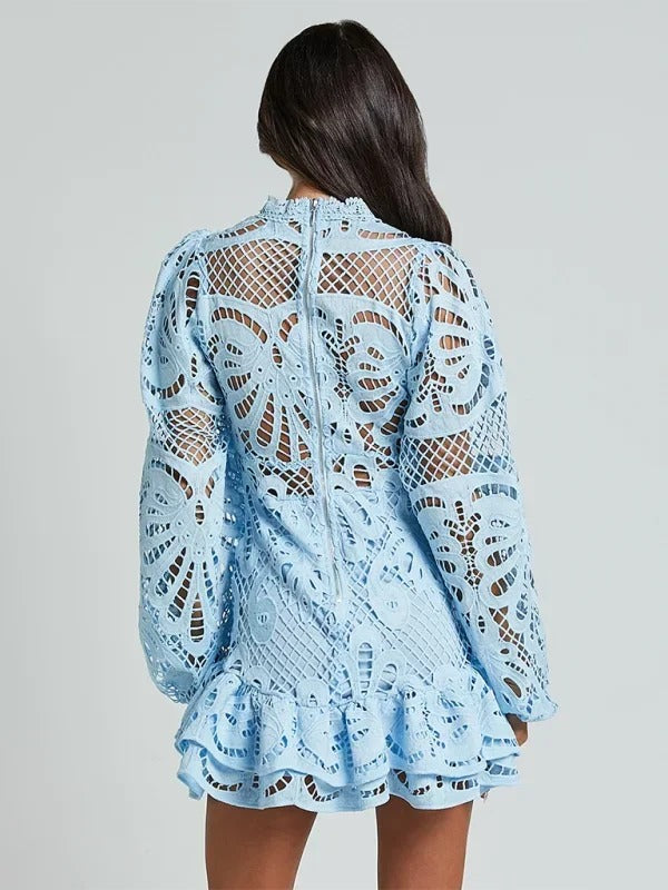Maeve - Elegant short lace dress for women with long sleeves for evening - photo 15