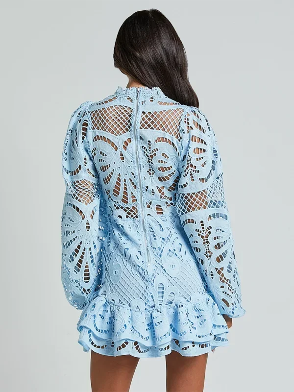 Maeve - Rochie scurtă elegantă din dantelă cu mâneci lungi, pentru seară, pentru femei