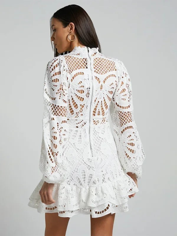 Maeve - Elegant short lace dress for women with long sleeves for evening - photo 11