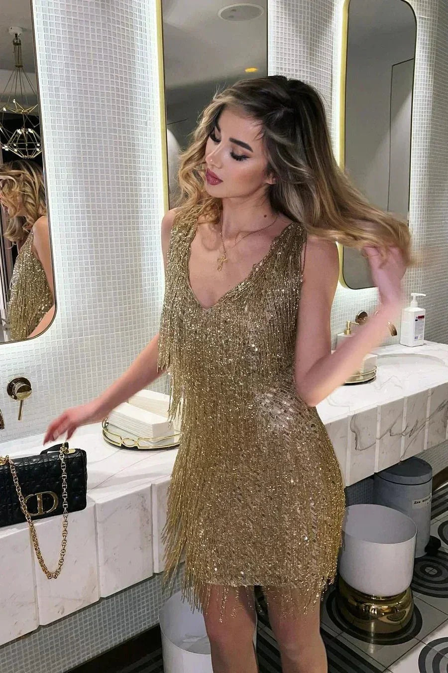 Fringe sequin Mini dress for women - photo 6