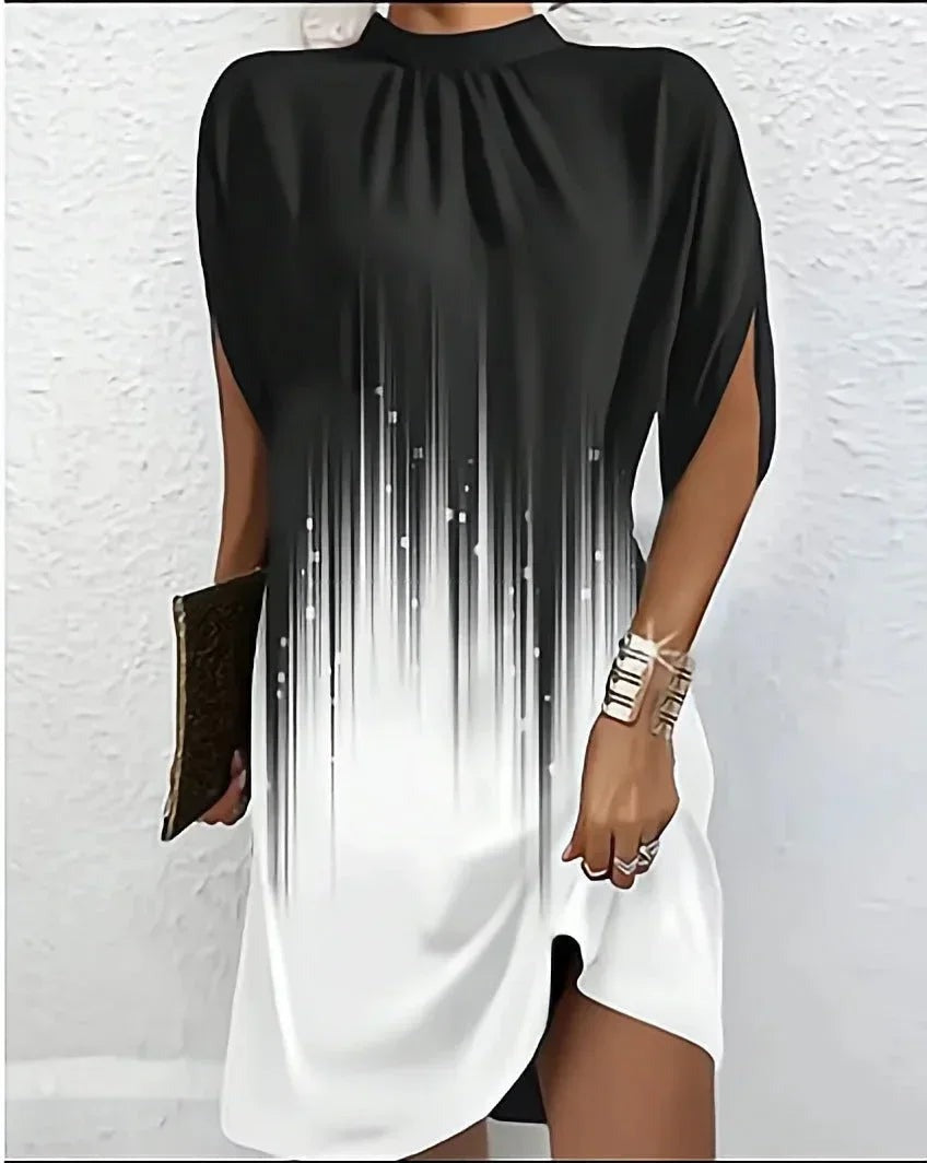 Hazel - Women's short evening dress with batwing sleeves and pleated collar - photo 8