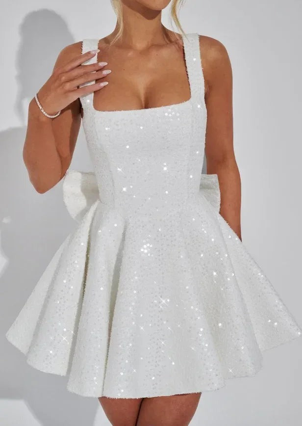 Celeste - Women's Sequined Party Dress with Bow - photo 12