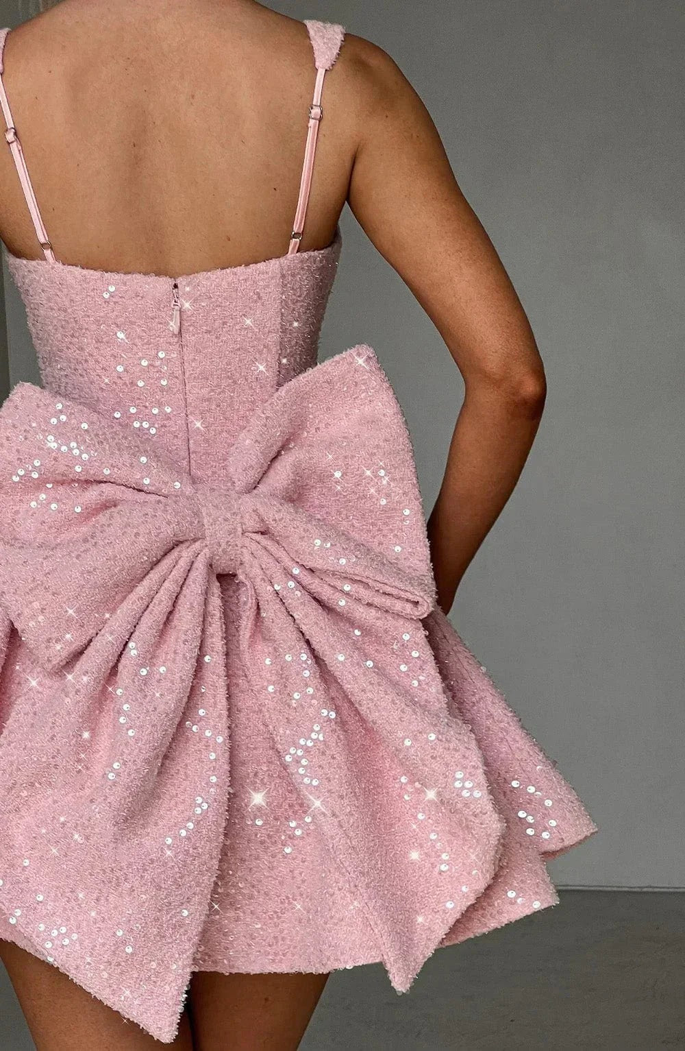 Celeste - Women's Sequined Party Dress with Bow - photo 9