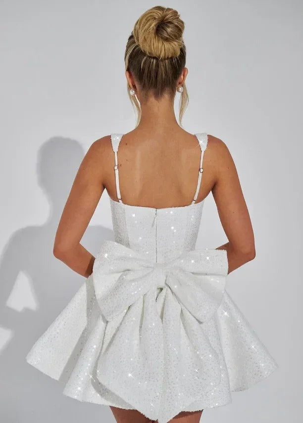 Celeste - Women's Sequined Party Dress with Bow - photo 11