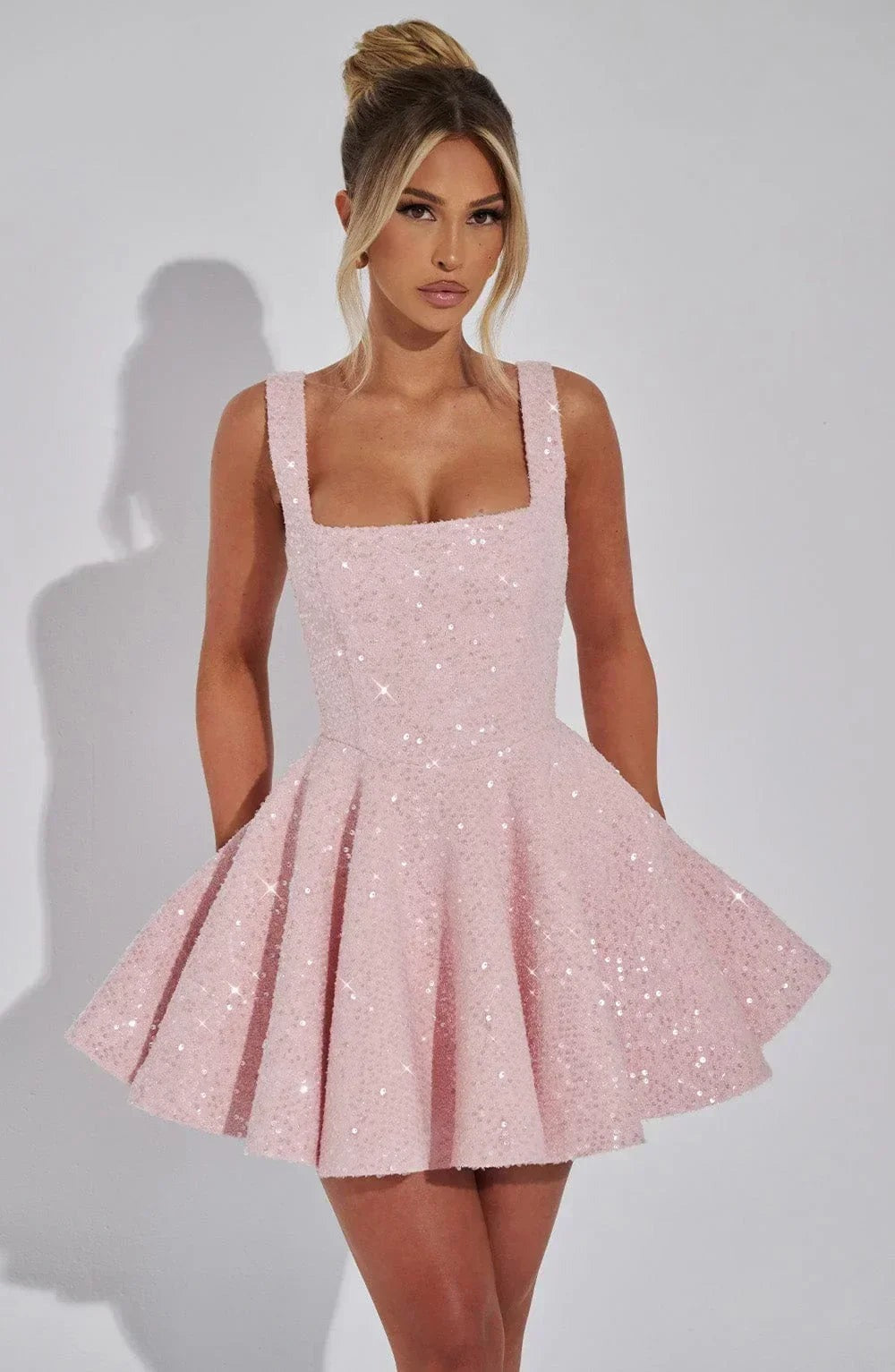 Celeste - Women's Sequined Party Dress with Bow - photo 1