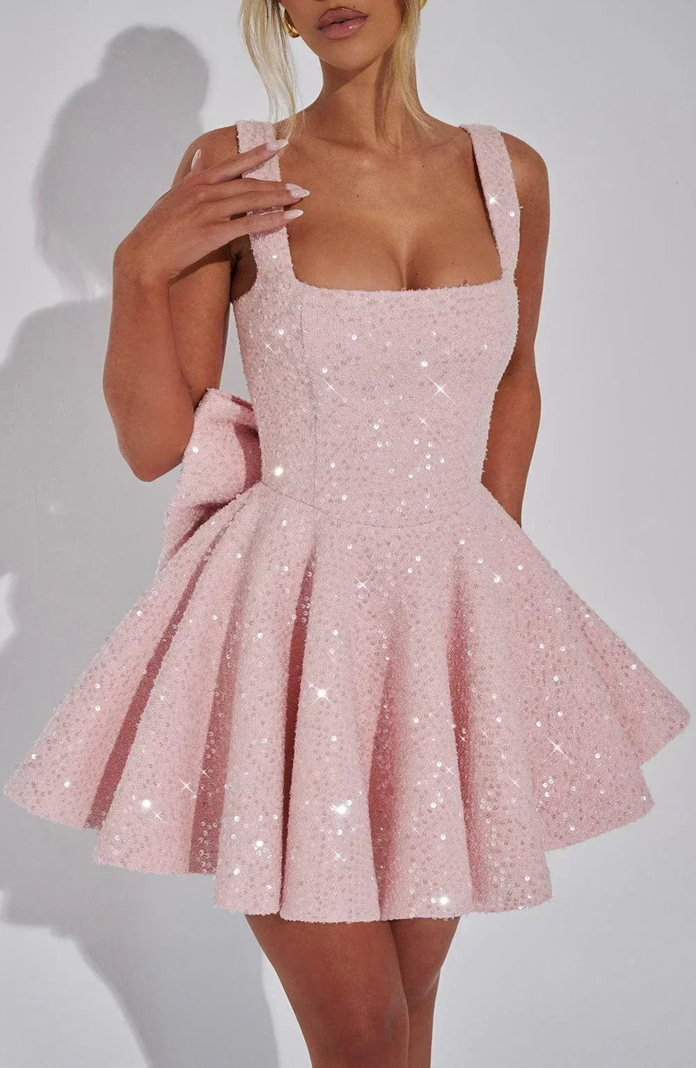 Celeste - Women's Sequined Party Dress with Bow - photo 7