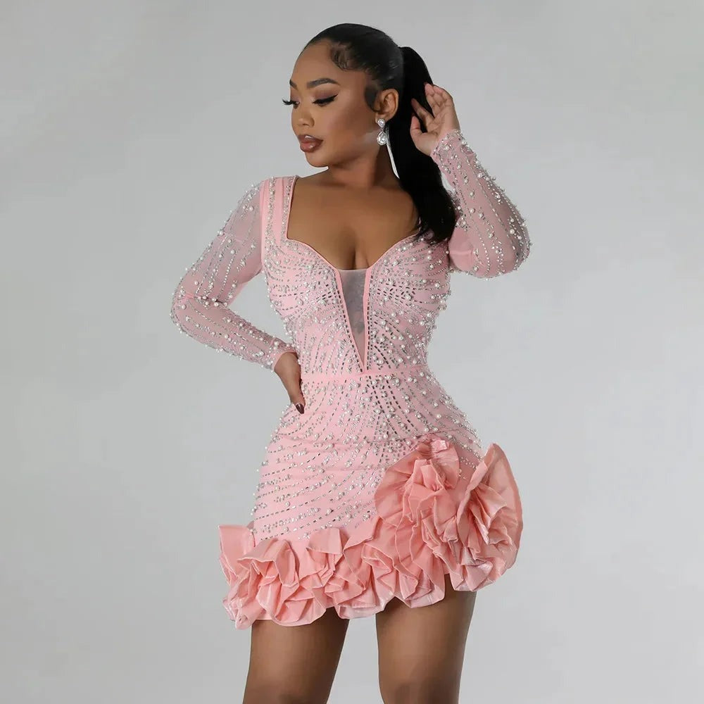 Ella - Women's Plunge Long Sleeve Evening Dress - photo 1