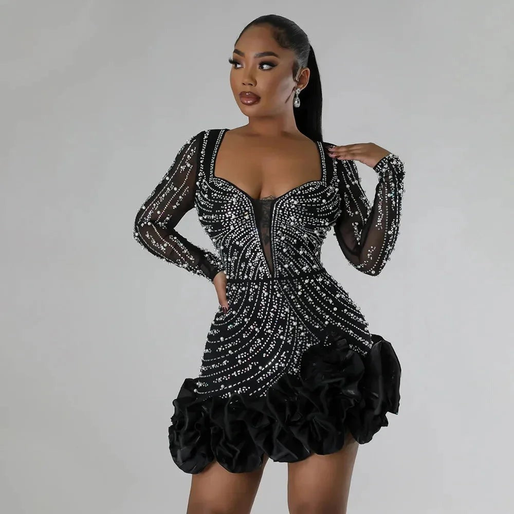 Ella - Women's Plunge Long Sleeve Evening Dress - photo 2
