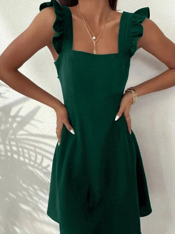Hailey - Abito corto svasato da donna con maniche a farfalla estive