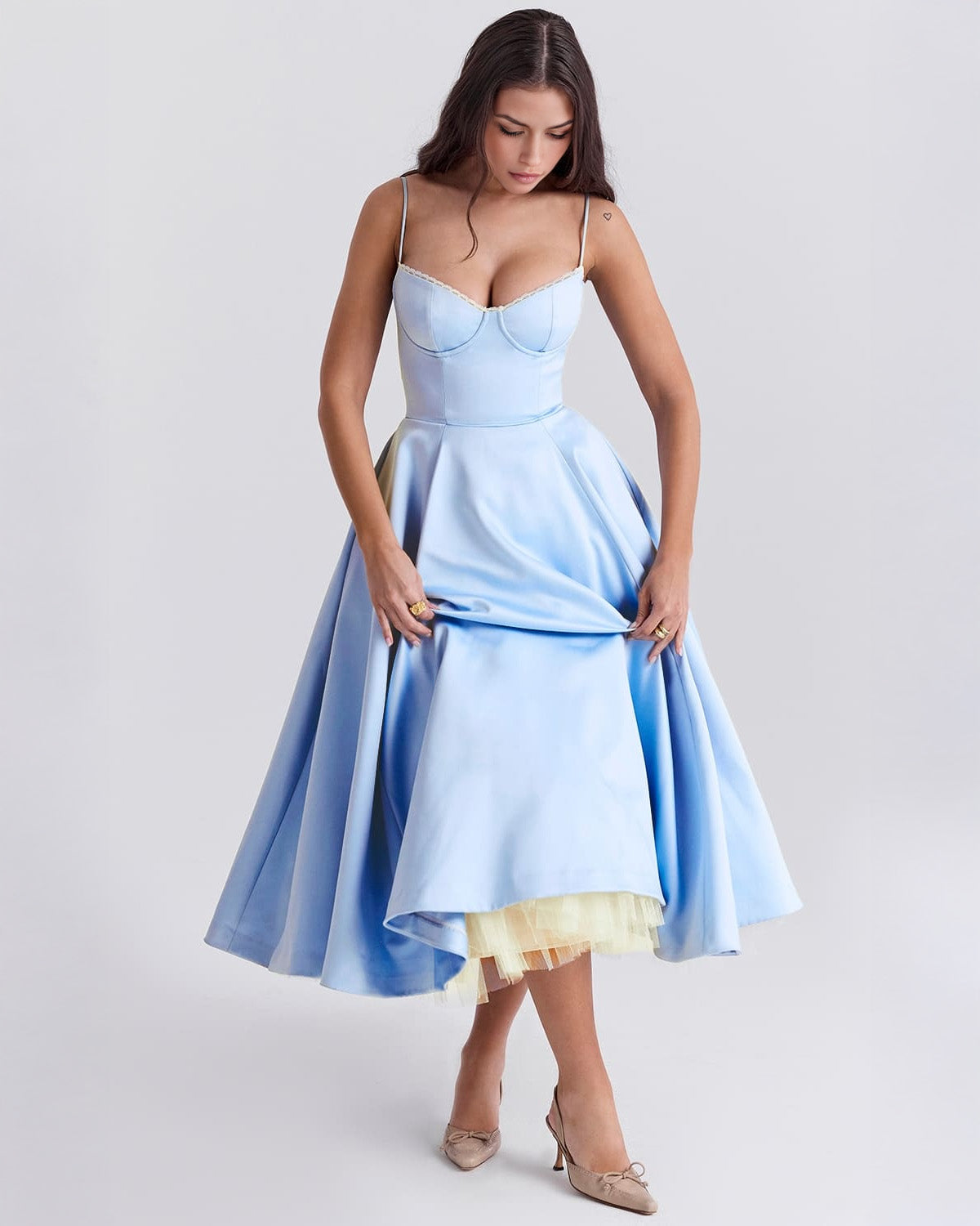 Robina - Women's Bustier Midi Dress with Full Skirt - photo 10
