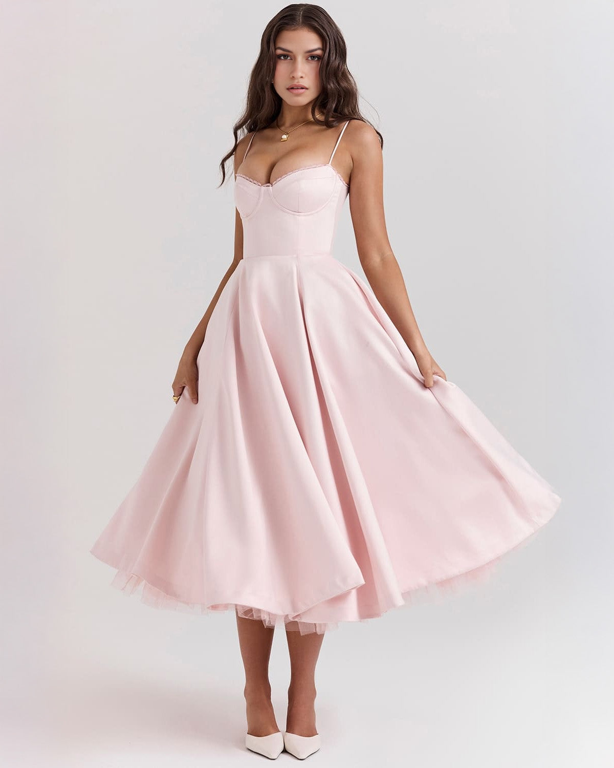 Robina - Women's Bustier Midi Dress with Full Skirt - photo 13
