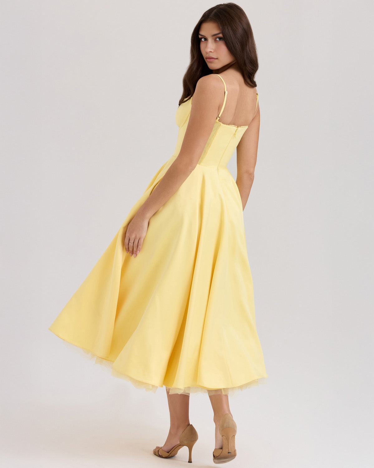 Robina - Women's Bustier Midi Dress with Full Skirt - photo 5