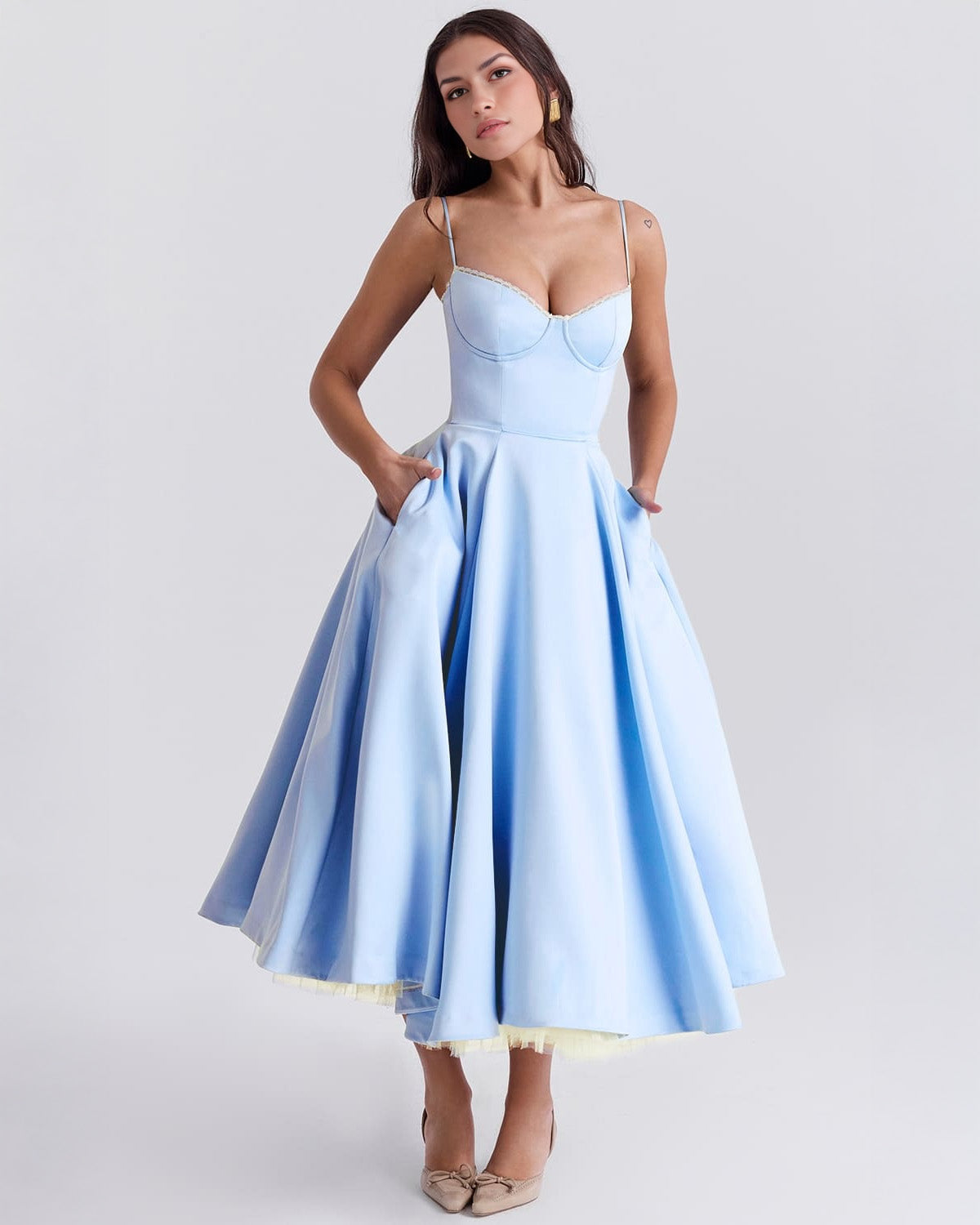 Robina - Women's Bustier Midi Dress with Full Skirt - photo 6