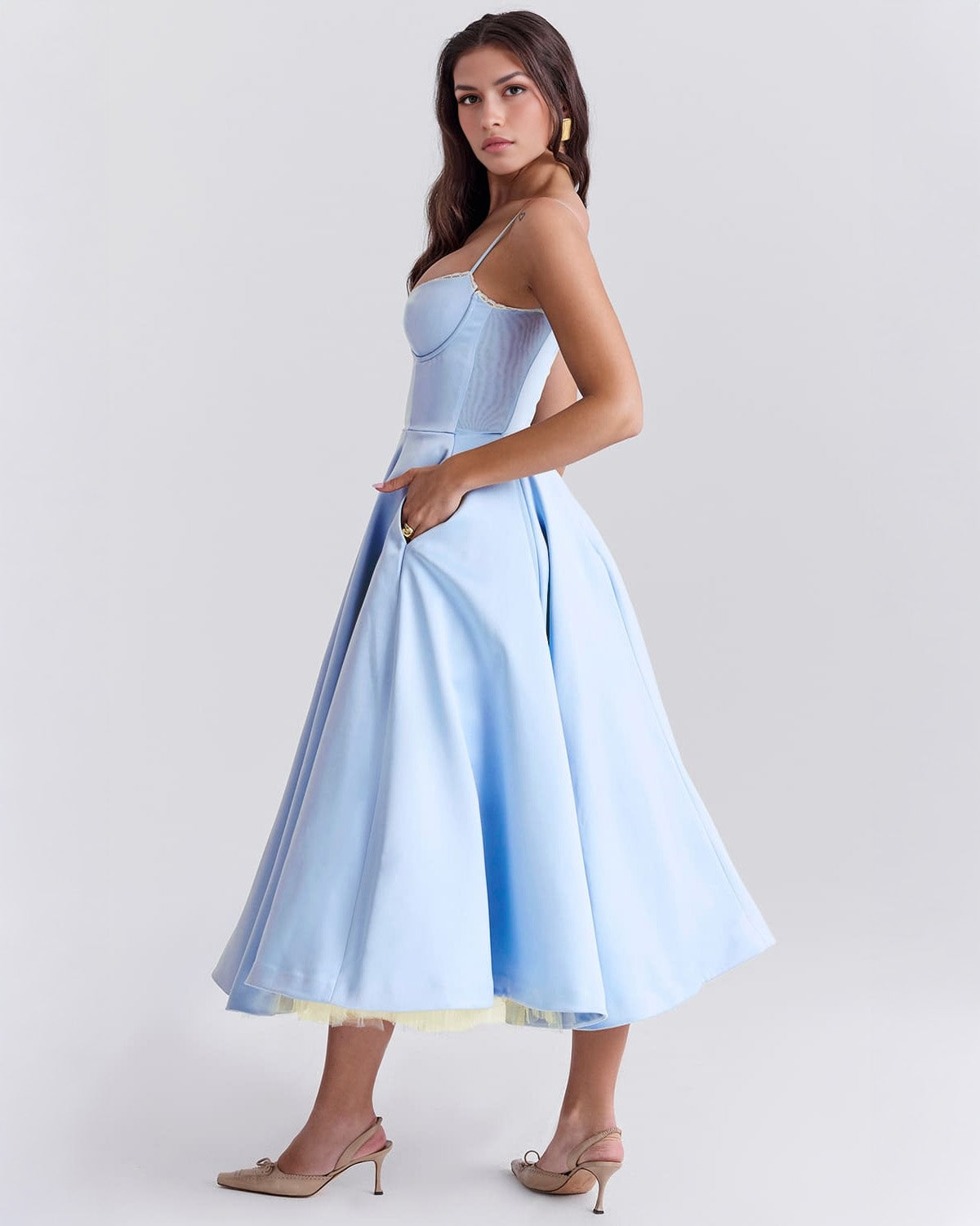 Robina - Women's Bustier Midi Dress with Full Skirt - photo 8