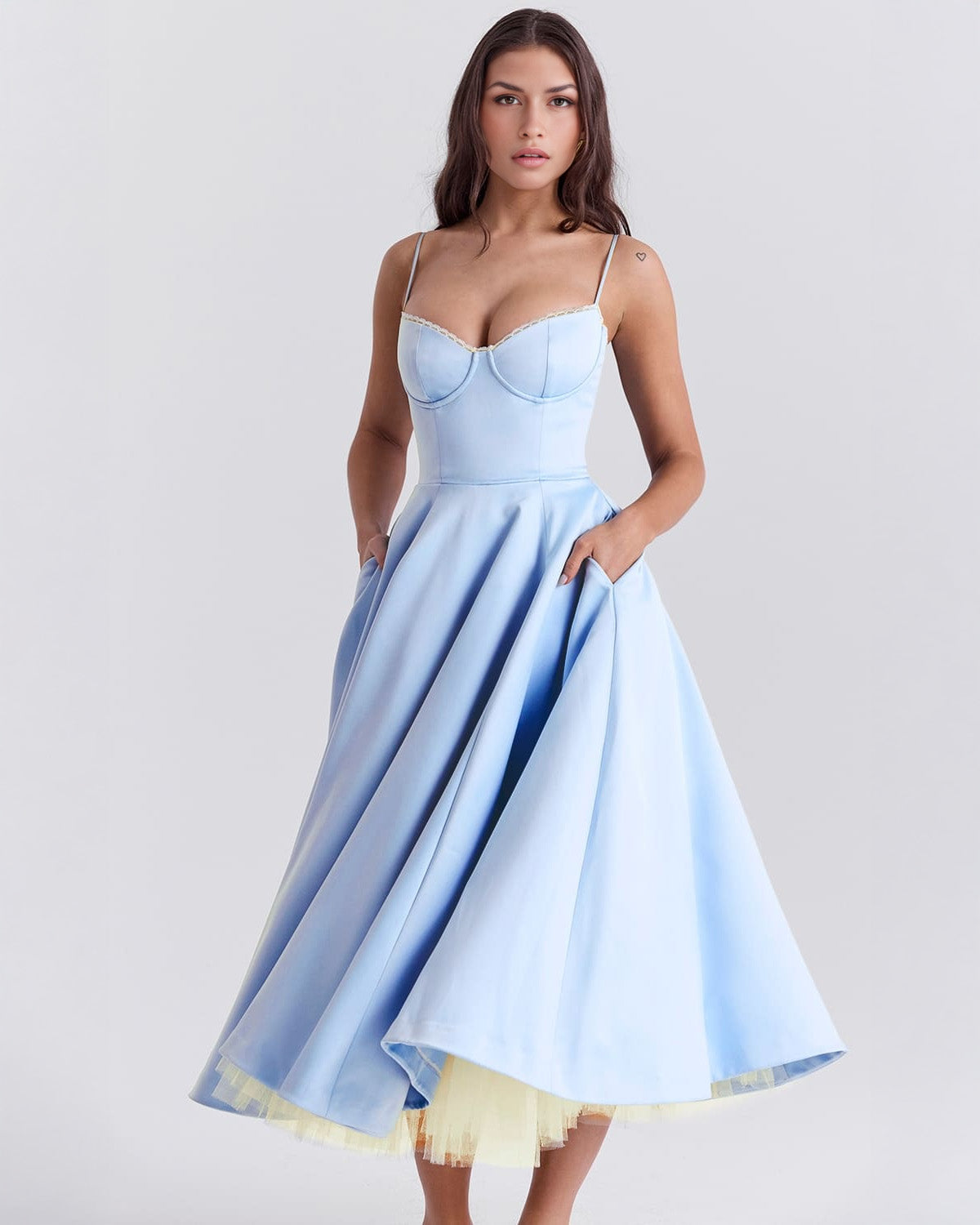 Robina - Women's Bustier Midi Dress with Full Skirt - photo 9