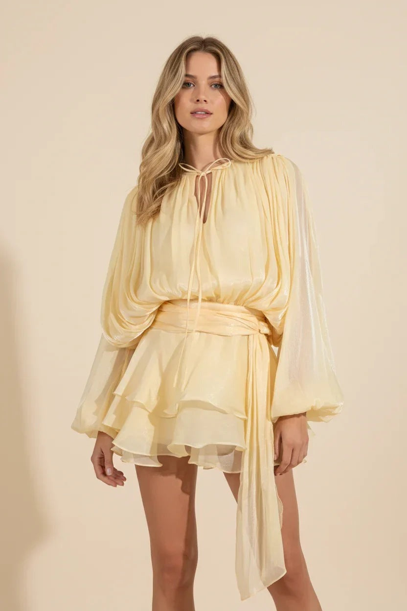 Romilly - Women's Mini Dress with Ruffle Trim and Puff Sleeves - photo 12