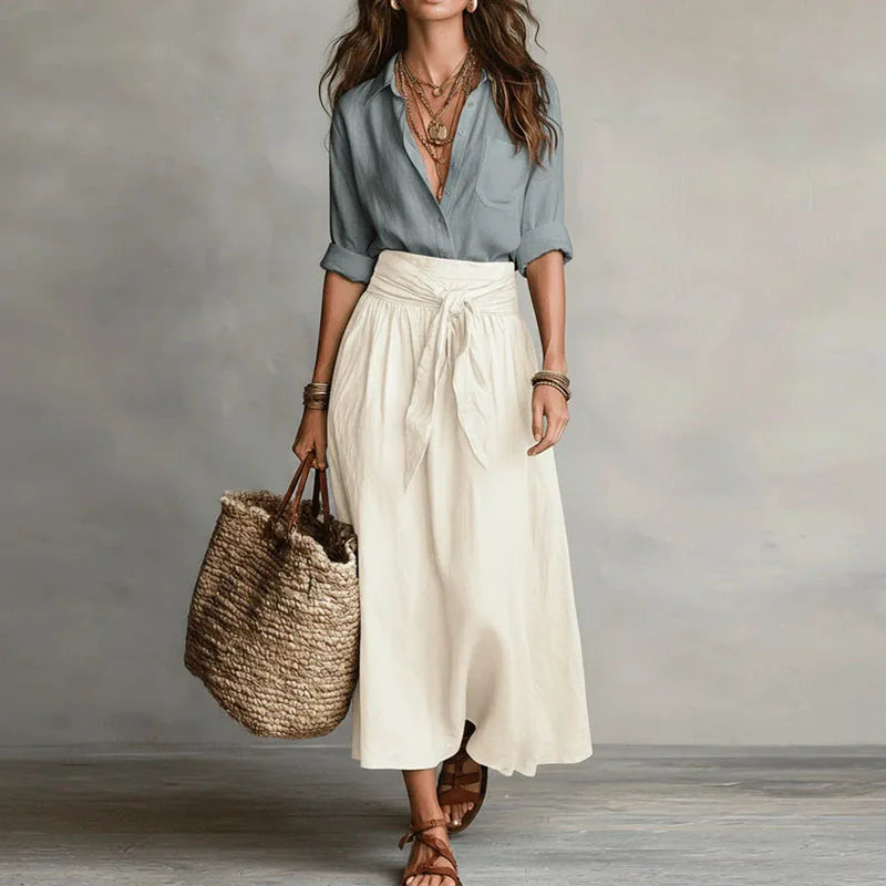 Jacqui - Women's Midi Two-Piece Set with a High Waist