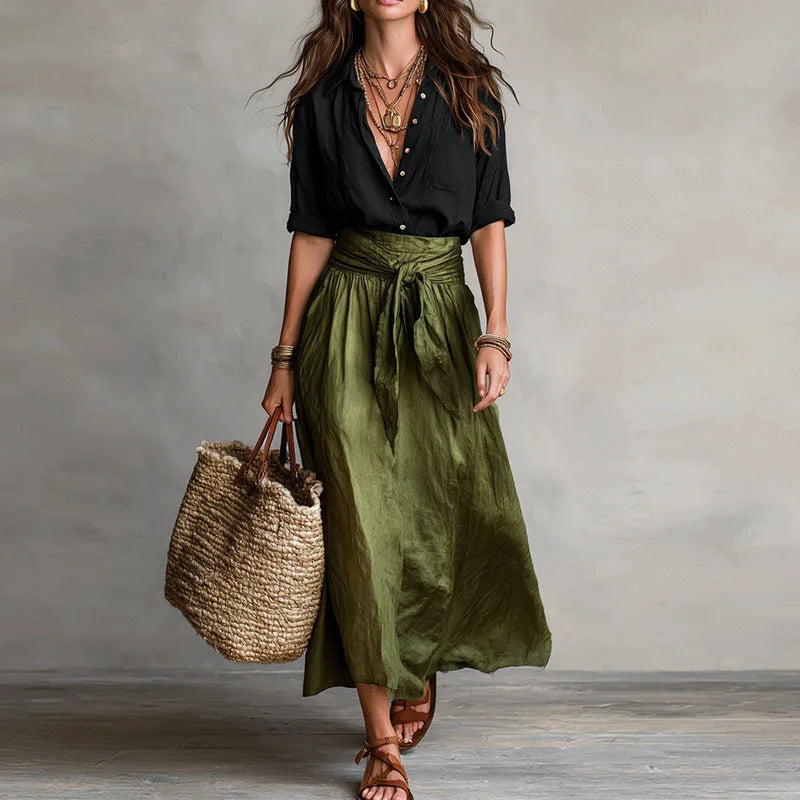 Jacqui - Women's Midi Two-Piece Set with a High Waist