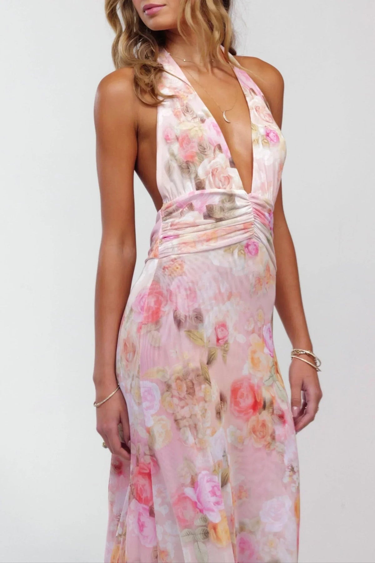 Rosaline - Women's Maxi Dress with Floral Print and Open Back - photo 2