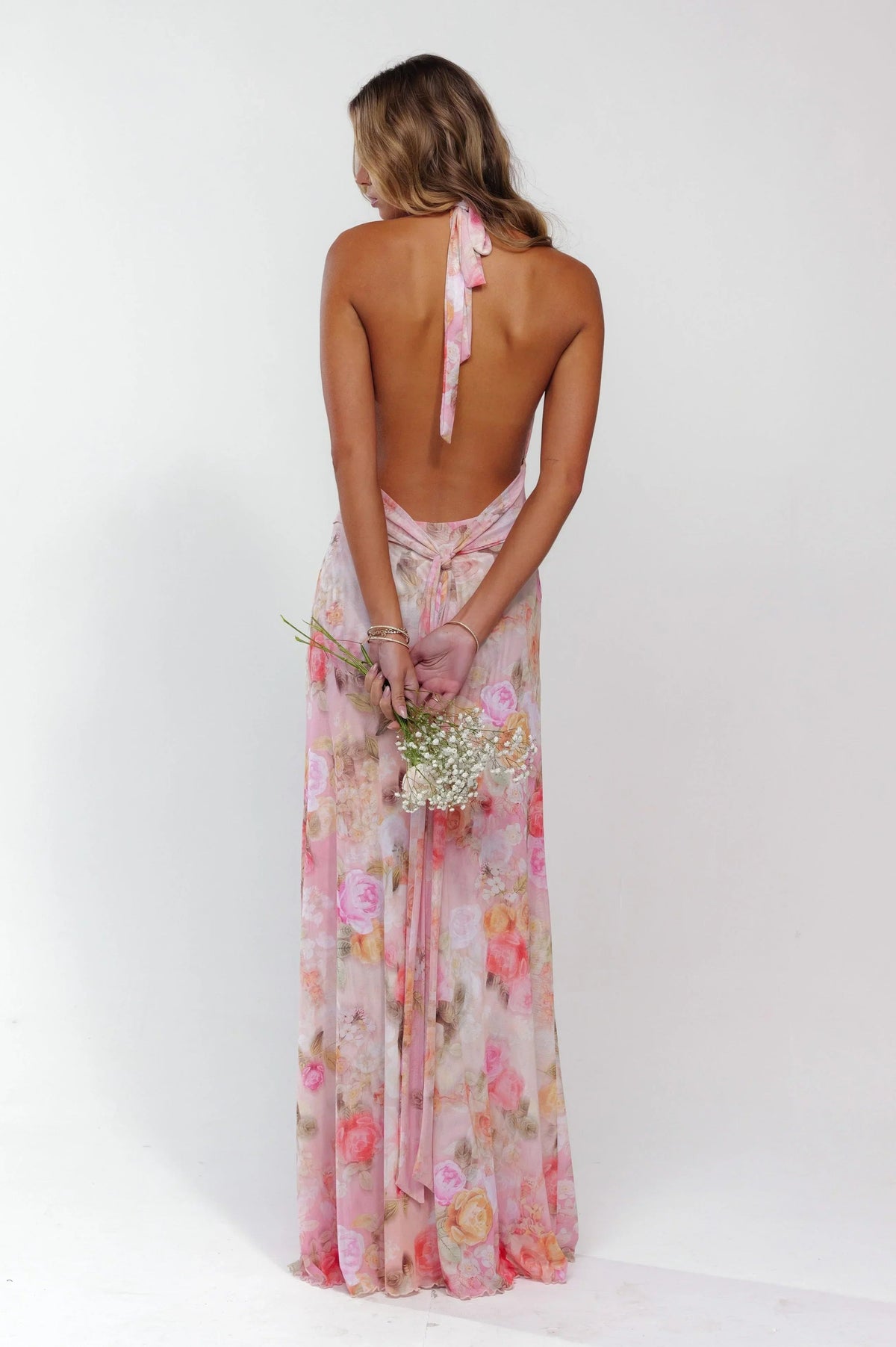 Rosaline - Women's Maxi Dress with Floral Print and Open Back - photo 6