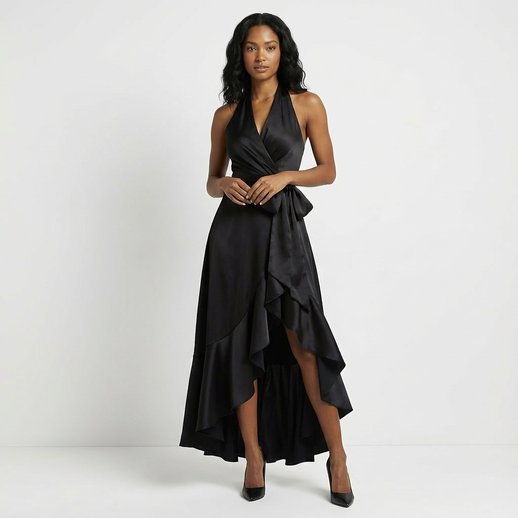 Connie - Women's Wrap Maxi Dress with a Bow