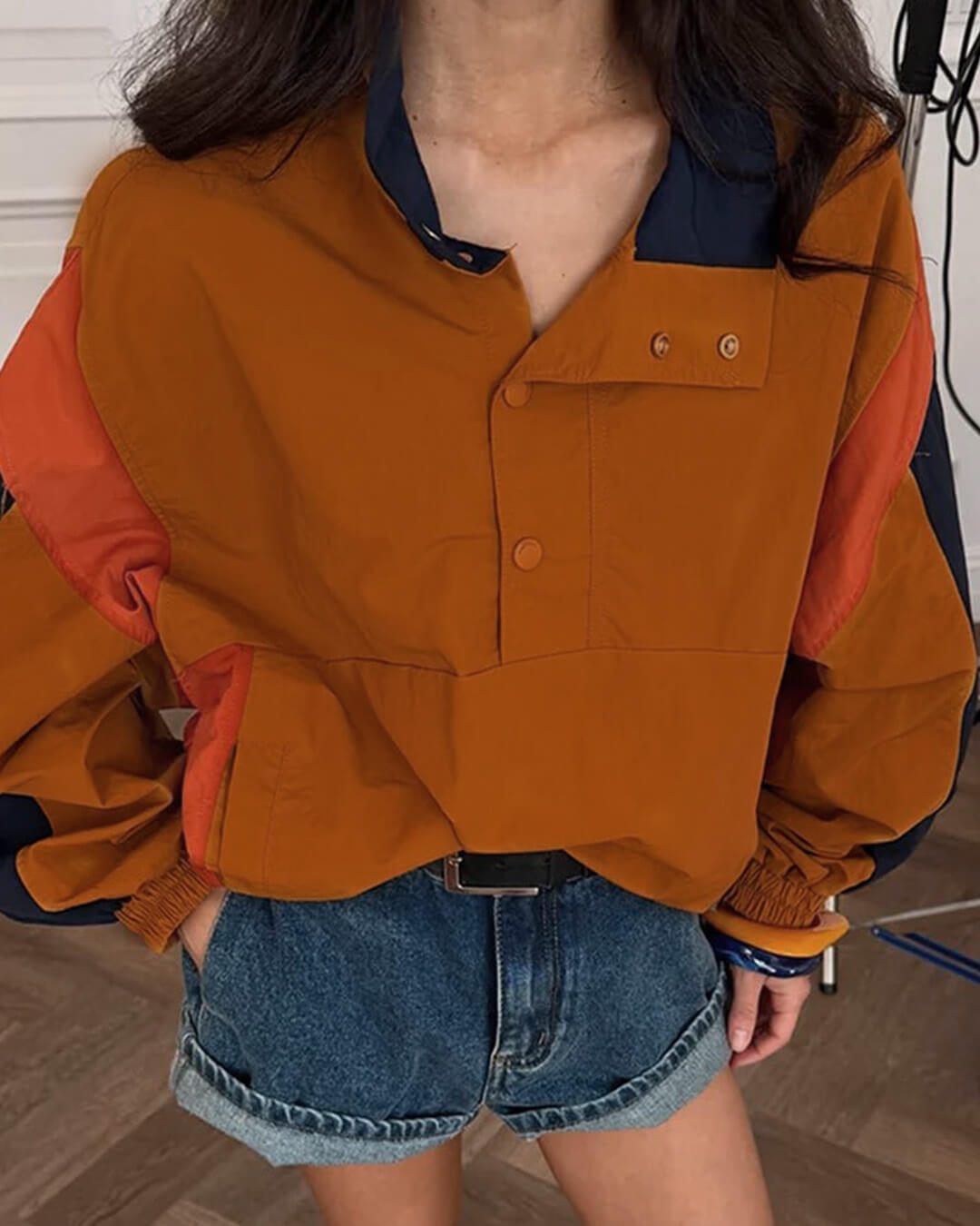Rose - Women's Relaxed Jacket with Colour Blocking - photo 1