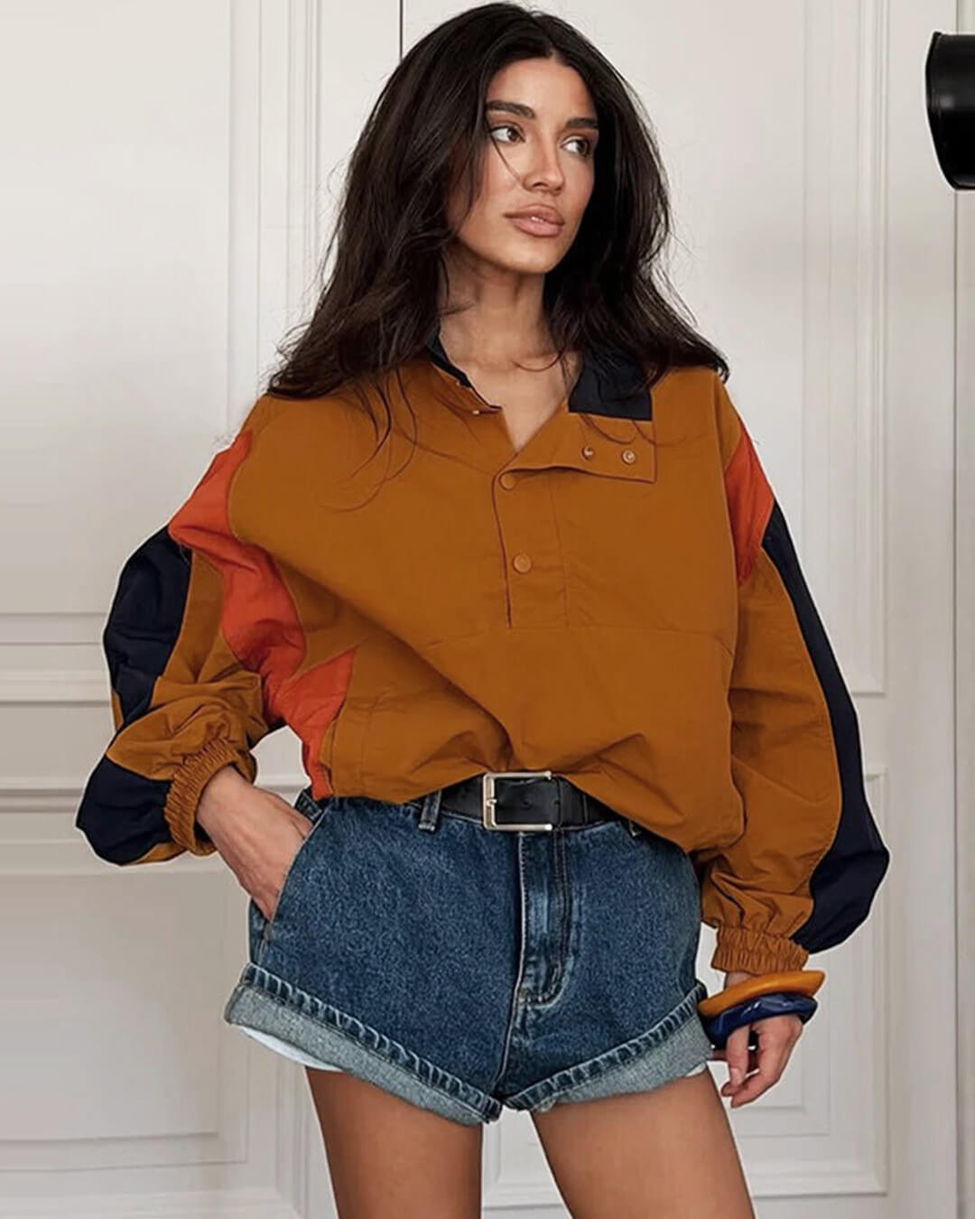 Rose - Women's Relaxed Jacket with Colour Blocking - photo 2