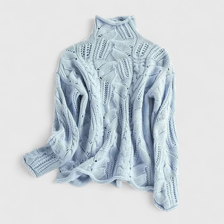 Rosetta - Women's Cable Knit Jumper with Roll Neck - photo 2