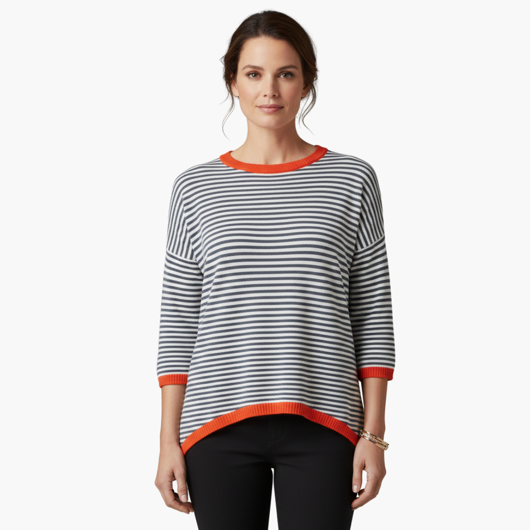 Sabrina - Women's Top with Stripe and Long Sleeves - photo 1
