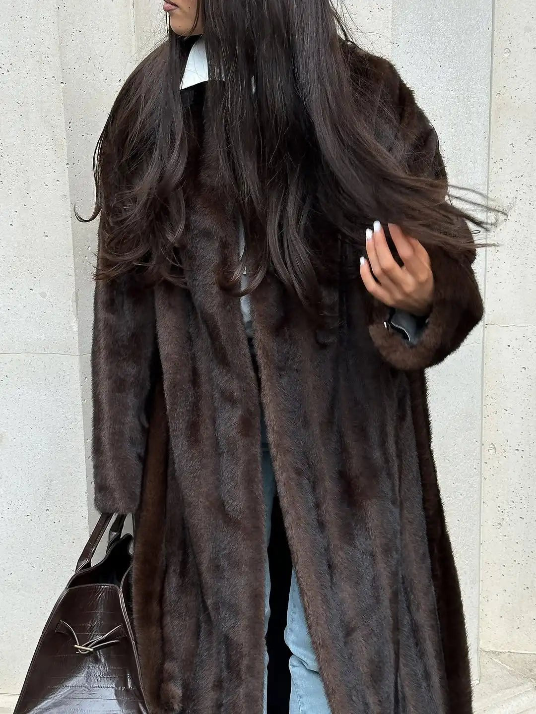Salome - Women's Relaxed Coat with a Tie Belt