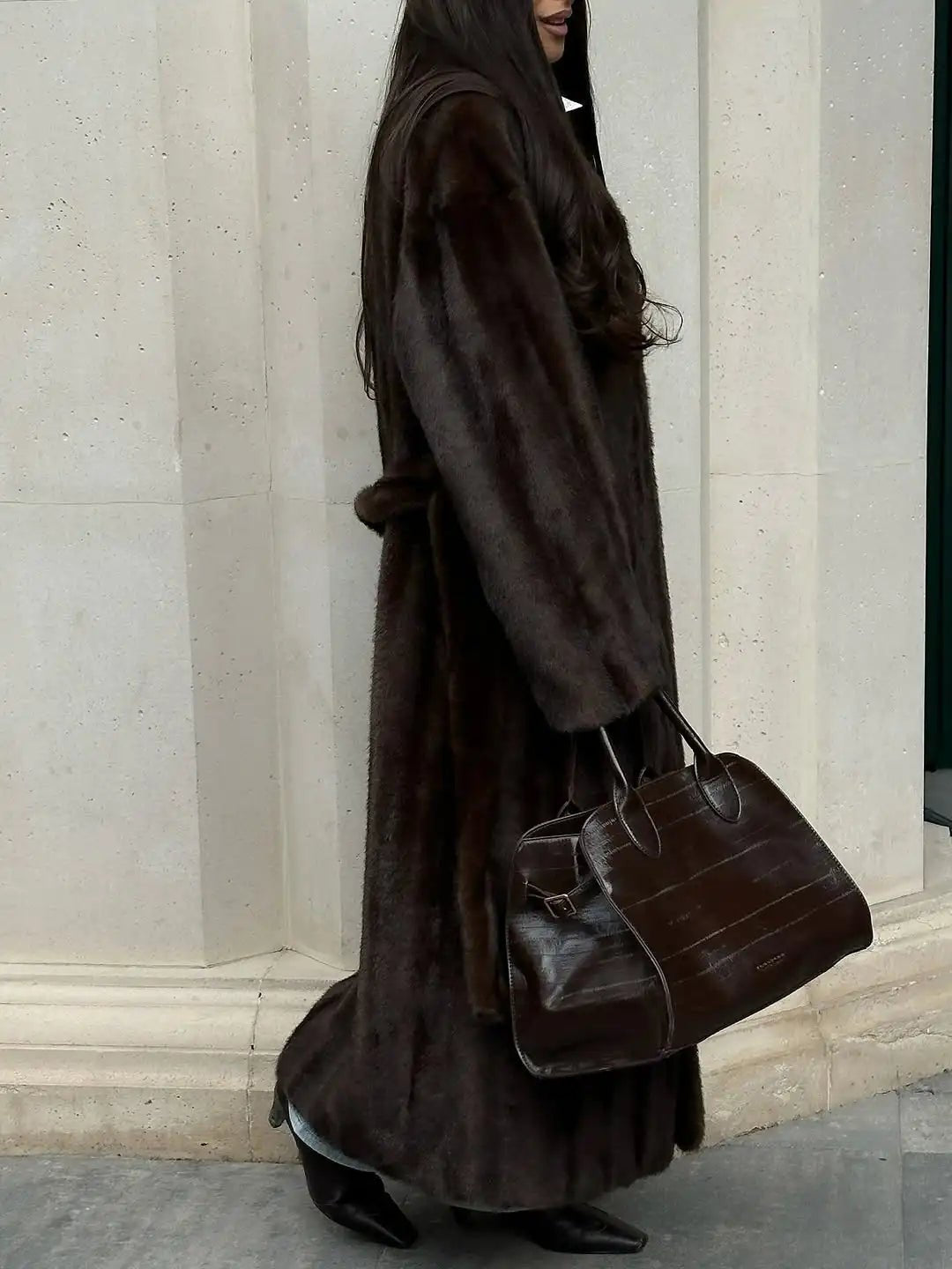 Salome - Women's Relaxed Coat with a Tie Belt