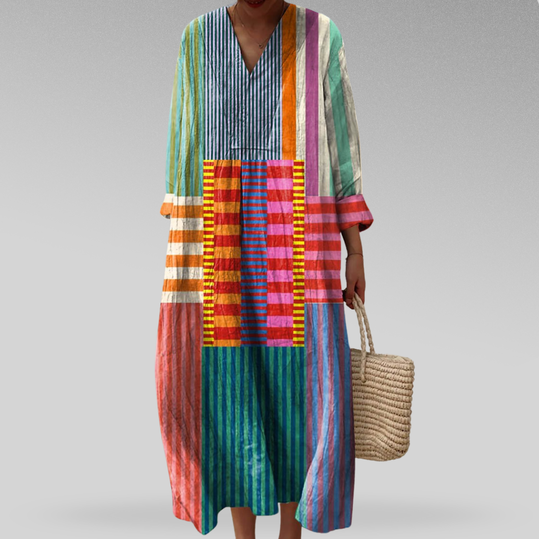 Sancha - Women's Maxi Dress with Stripe - photo 1