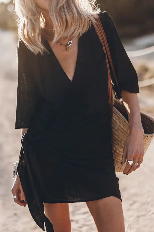 Cynthia - Women's Wrap Mini Dress with Short Sleeves