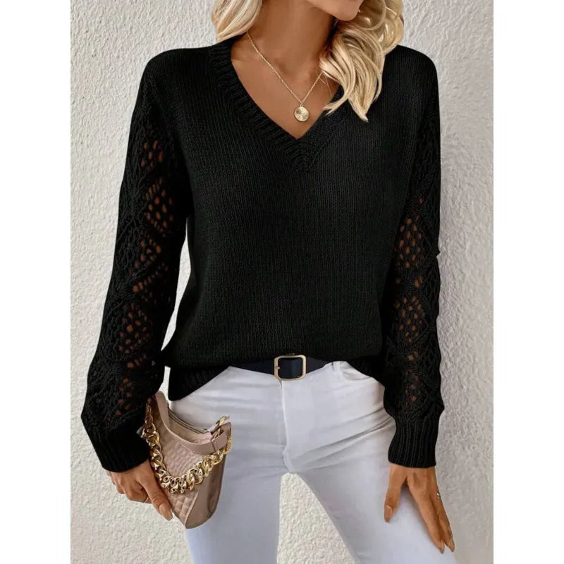 Seraphine - Women's Knitted Jumper with V-Neck - photo 3