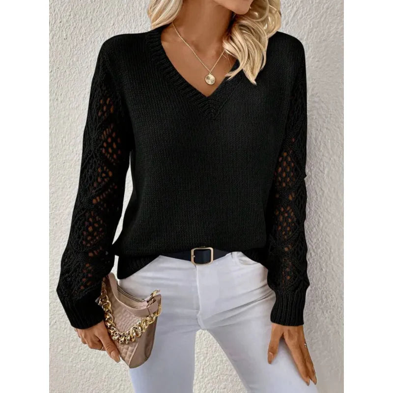 Seraphine - Women's Knitted Jumper with V-Neck - photo 3